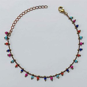 PULSEIRA NO BRUTO PRONTO PARA O BANHO - (CX.57) PULSEIRA COM BOLINHAS COLORIDAS 16CM / PESO 2,3GR / BRU25507