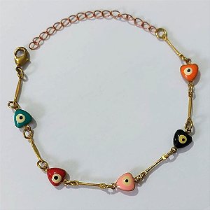 PULSEIRA NO BRUTO PRONTO PARA O BANHO - (CX.57) PULSEIRA COM OLHOS GREGOS 14CM / PESO 3,6GR / BRU25510