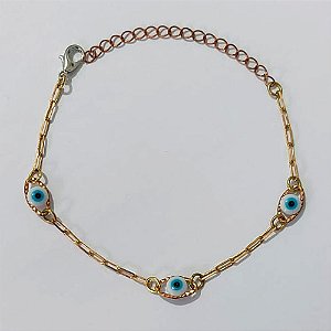 PULSEIRA NO BRUTO PRONTO PARA O BANHO - PULSEIRA COM OLHOS GREGOS 17CM / PESO 2,1GR / BRU25514