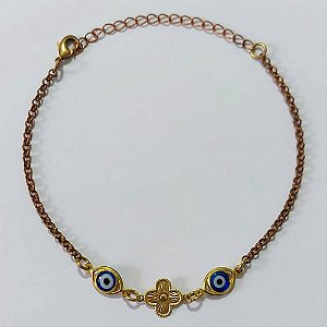 PULSEIRA NO BRUTO PRONTO PARA O BANHO - PULSEIRA COM VAN CLEEF E OLHOS GREGOS 17CM / PESO 2,5GR / BRU25515