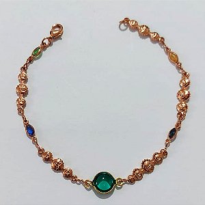 PULSEIRA NO BRUTO PRONTO PARA O BANHO - PULSEIRA COM SOL E PEDRAS CRISTAIS COLORIDAS 17CM / PESO 3,1GR / BRU25519