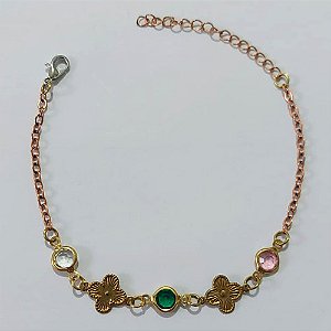 PULSEIRA NO BRUTO PRONTO PARA O BANHO - PULSEIRA COM VAN CLEEF COM PEDRA CRISTAL 17CM / PESO 2,2GR / BRU25521