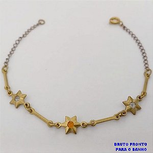 PULSEIRA NO BRUTO PRONTO PARA BANHO (CX177) (100% LATÃO) - PULSEIRA SIMPLES E DELICADA COM CRISTAL COLORIDO - TAMANHO 18CM - PESO TOTAL 1.8GR - BRU25419