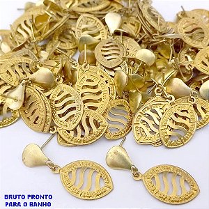BRINCO NO BRUTO PRONTO PARA BANHO (CX177) (100% LATÃO) - BRINCO COM BASE DE PINO TRADICIONAL) PINGENTE DE GOTA DE 20X13MM - PESO TOTAL 1.9GR - BRU25426