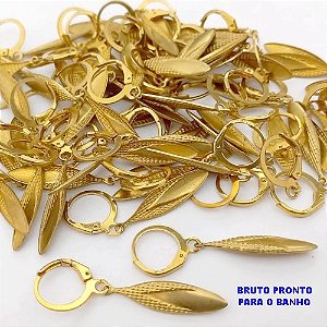BRINCO NO BRUTO PRONTO PARA BANHO (CX177) (100% LATÃO) - BRINCO COM BASE ARGOLINHA DE PRESSÃO(TRANQUETA) E GOTA DE 25MM - PESO TOTAL 1.5GR - BRU25429