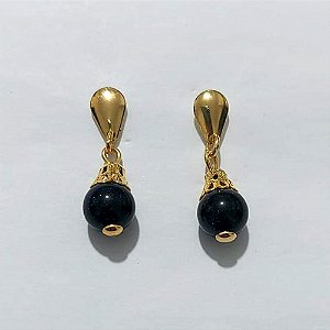 BRINCO FOLHEADO A OURO - BANHADO COM 5 MILÉSIMOS + VERNIZ DIAMOND - BRINCO DE PINO BASE GOTA E PINGENTE EM ACRÍLICO 25MM - OURO1310