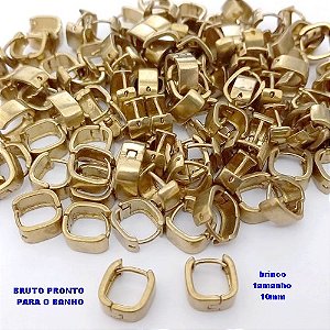 BRINCO NO BRUTO PRONTO PARA O BANHO(CX178) - BRINCO ARGOLINHA DE PRESSÃO QUADRADO - TAMANHO: 10MM - PESO TOTAL 1.8GR - BRU25450