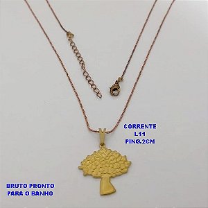 GARGANTILHA NO BRUTO PRONTO PARA O BANHO(CX178) - COM CORRENTE L-11 - 45CM+EXTENSOR COM PINGENTE ARVORE DA VIDA - PINGENTE TAMANHO: 2CM - PESO TOTAL 2.9GR - BRU25459