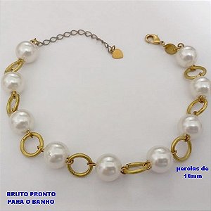 PULSEIRA NO BRUTO PRONTO PARA O BANHO(CX178) - PULSEIRA TODA EM PEROLA DE 10MM - TAMANHO: 18CM+ EXTENSOR - PESO TOTAL 9GR - BRU25465