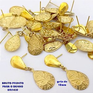 BRINCO NO BRUTO PRONTO PARA O BANHO(CX178) - BRINCO COM PINGENTE SIMPLES E DELICADO- PESO TOTAL 2.4GR - BRU25472