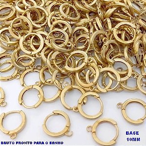 BASE NO BRUTO PRONTO PARA O BANHO(CX179) -(BASE VENDIDA POR PAR ) BASE PARA BRINCO EM ALTA FUSÃO 10MM - BRU25491