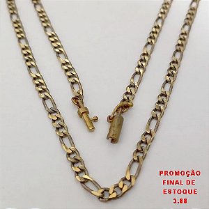 CORRENTE NO BRUTO PRONTO PARA O BANHO(CX179)CORRENTE 100% LATÃO TREIS POR UM -LARGURA 3.5MM - TAMANHO 50CM - COM FECHO CANHÃO - PESO 10.2GR - BRU25495