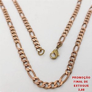CORRENTE NO BRUTO PRONTO PARA O BANHO(CX179)CORRENTE 100% LATÃO -CINCO POR UM -LARGURA 4.5MM - TAMANHO 60CM - COM FECHO LAGOSTA - PESO 16.8GR - BRU25496