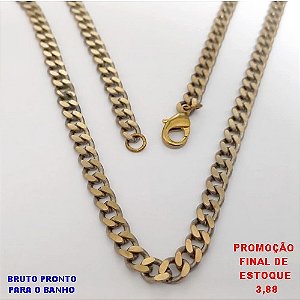 CORRENTE NO BRUTO PRONTO PARA O BANHO(CX179)CORRENTE ELLO BATIDO -LARGURA 6MM - TAMANHO 50CM - COM FECHO LAGOSTA - PESO 27.4GR - BRU25537
