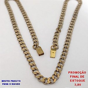 CORRENTE NO BRUTO PRONTO PARA O BANHO(CX179)CORRENTE ELLO BATIDO -LARGURA 5.8MM - TAMANHO 50CM - COM FECHO GAVETA - PESO 27.3GR - BRU25548