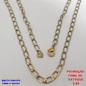 CORRENTE NO BRUTO PRONTO PARA O BANHO(CX179)CORRENTE ELLO BATIDO -LARGURA 4.5MM - TAMANHO 60CM - COM FECHO LAGOSTA - PESO 7.9GR - BRU25546