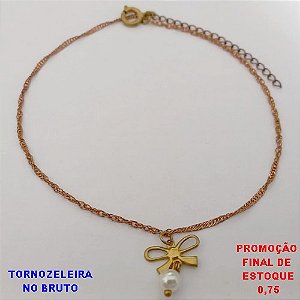 TORNOZELEIRA NO BRUTO PRONTO PARA O BANHO(CX178) SIMPLES E DELICADA DE 23CM+EXTENSOR - PESO TOTAL 1.2GR - BRU25547