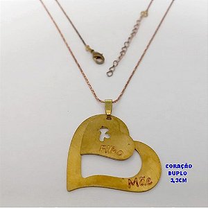 GARGANTILHA NO BRUTO PRONTO PARA O BANHO - GARGANTILHA COM CORRENTE (L11) IMPORTADA + FECHO LAGOSTA E EXTENSOR E COM PINGENTE DE CORAÇÕES - TAMANHO 45CM - PESO:4,8GR - BRU25549