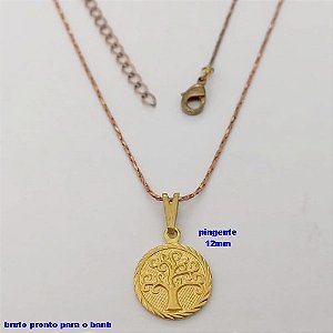 GARGANTILHA NO BRUTO PRONTO PARA O BANHO - GARGANTILHA COM CORRENTE (L11) IMPORTADA + FECHO LAGOSTA E EXTENSOR E COM PINGENTE ARVORE DA VIDA DE 12MM - TAMANHO 45CM - PESO:2.1GR - BRU25550