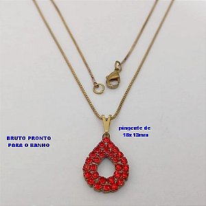 GARGANTILHA NO BRUTO PRONTO PARA O BANHO - GARGANTILHA COM VENEZIANA COM PINGENTE GOTA CRAVEJADA - TAMANHO 45CM - PESO:2.7GR - BRU25551