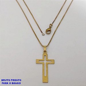 GARGANTILHA NO BRUTO PRONTO PARA O BANHO(CX180) GARGANTILHA COM CORRENTE VENEZIANA DE 45CM - PINGENTE 2.8CM - PESO 2.2GR - BRU25568