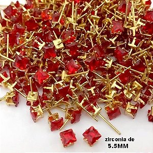 BRINCO NO BRUTO PRONTO PARA O BANHO(pote)- BRINCO DE PINO COM PEDRA DE ZIRCONIA DE 5.5MM QUADRADA - TAMANHO 5.5MM - PESO TOTAL 0,4GR - BRU25576