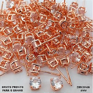 BRINCO NO BRUTO PRONTO PARA O BANHO(CX180)- BRINCO DE PINO COM PEDRA DE ZIRCONIA DE 5MM (BASE EM ALTA FUSÃO - PESO TOTAL 0,4GR - BRU255834