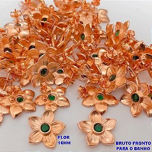 BRINCO NO BRUTO PRONTO PARA O BANHO(CX180) (CRIS) BRINCO TRADICIONAL BASE DE PINO - JA PRONTO PARA O BANHO UMA FLOR DE 16MM )(PEDRA DE ZIRCONIA DE 4MM) (PESO 2.2GR - BRU25607