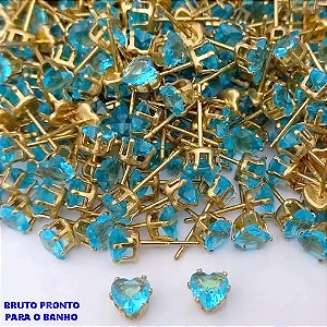 BRINCO NO BRUTO PRONTO PARA O BANHO(pote)- BRINCO DE PINO COM PEDRA DE ZIRCONIA DE 5.5MM QUADRADA - TAMANHO 6MM - PESO TOTAL 0,6GR - BRU25609