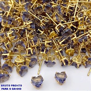 BRINCO NO BRUTO PRONTO PARA O BANHO(pote)- BRINCO DE PINO COM PEDRA DE ZIRCONIA DE 5.5MM QUADRADA - TAMANHO 6MM - PESO TOTAL 0,6GR - BRU25611