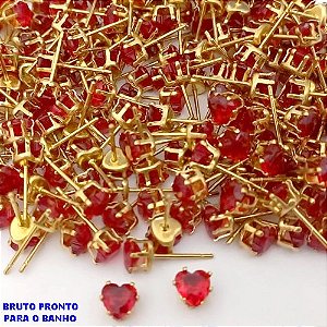 BRINCO NO BRUTO PRONTO PARA O BANHO(pote)- BRINCO DE PINO COM PEDRA DE ZIRCONIA DE 6MM QUADRADA - TAMANHO 6MM - PESO TOTAL 0,6GR - BRU25614