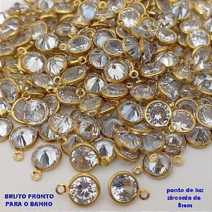 ACESSORIO NO BRUTO PRONTO PARA O BANHO(pote) - PONTO DE LUZ DE 8MM( ZIRCONIA) COM UMA ARGOLINHA/ VENDIDA POR UNIDADE / PESO 0,05GR / BRU25623