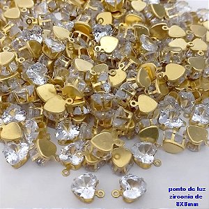 ACESSORIO NO BRUTO PRONTO PARA O BANHO(pote) - PONTO DE LUZ BASE ALTA DE 8MM ( ZIRCONIA) COM UMA ARGOLINHA/ VENDIDA POR UNIDADE / PESO 0,09GR / BRU25627