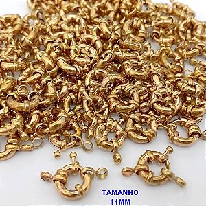 ACESSORIO NO BRUTO PRONTO PARA O BANHO(CX15) - FECHO BOIA - TAMANHO 11MM - VENDIDO POR UNIDADE - PESO 1.1GR - 100% LATÃO - BRU25630