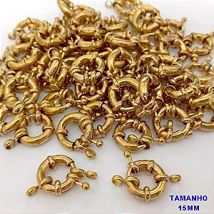 ACESSORIO NO BRUTO PRONTO PARA O BANHO(CX15) - FECHO BOIA - TAMANHO 15MM - VENDIDO POR UNIDADE - PESO 1.9GR - 100% LATÃO - BRU25632