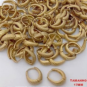 BRINCO NO BRUTO PRONTO PARA O BANHO(CX181) - TAMANHO 17MM - ARGOLA DE PRESSÃO (TRANQUETA) - PESO TOTAL 2.4GR - BRU25638