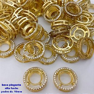 ACESSÓRIO NO BRUTO PRONTO PARA BANHO(pote)BASE PARA PINGENTE EM ALTA FUSÃO CRAVEJADA (PARA PEDRA DE 10MM) - PESO: 1.7GR(VENDIDA POR UNIDADE)- BRU25657