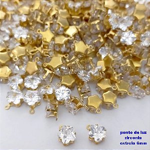 ACESSORIO NO BRUTO PRONTO PARA O BANHO(pote) - PONTO DE LUZ BASE ALTA DE 6MM ( ZIRCONIA) COM UMA ARGOLINHA/ VENDIDA POR UNIDADE / PESO 0,05GR / BRU25660