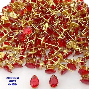 BRINCO NO BRUTO PRONTO PARA O BANHO(pote)- BRINCO TRADICIONAL DE PINO COM PEDRA DE ZIRCONIA DE 6X8MM -(GOTA) - PESO 0,07GR - BRU25670