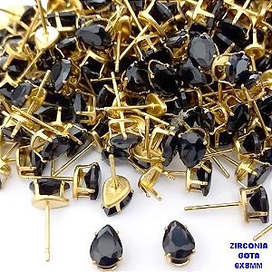 BRINCO NO BRUTO PRONTO PARA O BANHO(pote)- BRINCO TRADICIONAL DE PINO COM PEDRA DE ZIRCONIA DE 6X8MM -(GOTA) - PESO 0,07GR - BRU25671