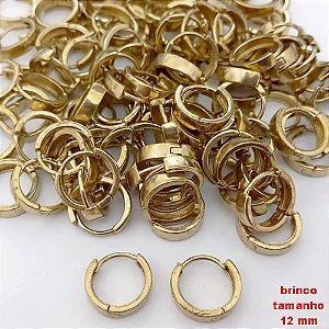 BRINCO NO BRUTO PRONTO PARA O BANHO(CX182)- BRINCO ARGOLINHA DE PRESSÃO (TRANQUETA) - TAMANHO: 12MM - PESO TOTAL 1.2GR - BRU25676