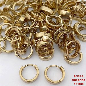 BRINCO NO BRUTO PRONTO PARA O BANHO(CX182)- BRINCO ARGOLINHA DE PRESSÃO (TRANQUETA) - TAMANHO: 14MM - PESO TOTAL 1.9GR - BRU25677