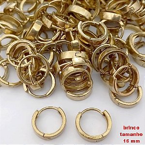 BRINCO NO BRUTO PRONTO PARA O BANHO(CX182)- BRINCO ARGOLINHA DE PRESSÃO (TRANQUETA) - TAMANHO: 16MM - PESO TOTAL 2.7GR - BRU25678