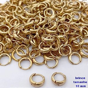 BRINCO NO BRUTO PRONTO PARA O BANHO(CX182)- BRINCO ARGOLINHA DE PRESSÃO (TRANQUETA) - TAMANHO: 10MM - PESO TOTAL 1.1GR - BRU25679