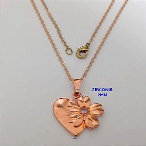 GARGANTILHA NO BRUTO PRONTO PARA O BANHO(CX183)-(CRIS) COM CORRENTE CADEADINHO DE 45CM COM FECHO LAGOSTA(PINGENTE 2CM COM PEDRA ZIRCONIA DE 2MM) - PESO TOTAL 2.9GR - BRU25680