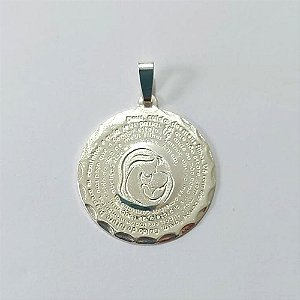 PINGENTE FOLHEADO A PRATA COM 50 MILÉSIMOS + VERNIZ DIAMOND - PINGENTE MEDALHA ORAÇÃO 25MM PRA1038