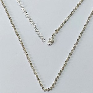 SHOCKER FOLHEADO A PRATA COM 50 MILÉSIMOS + VERNIZ DIAMOND - SHOCKER TODO EM MICROS ZIRCÔNIAS 35CM + EXTENSOR - PRA1039