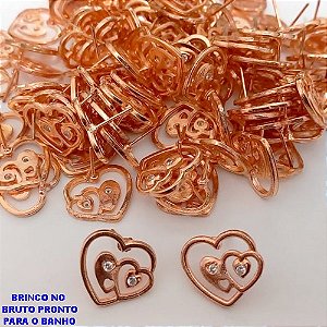 BRINCO NO BRUTO PRONTO PARA O BANHO(CX183) - (CRIS) BRINCO DE PINO CORAÇÃO DE 17MM - PESO TOTAL 2.10GR - BRU