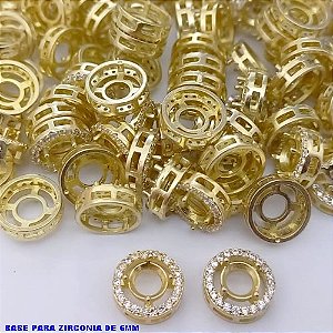ACESSORIO NO BRUTO PRONTO PARA O BANHO -(CX184)BASE PARA BRINCO CRAVEJADA "6.0MM" REDONDA (VENDIDA POR UNIDADE)- BRU25704