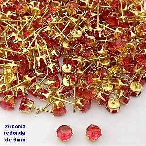 BRINCO NO BRUTO PRONTO PARA O BANHO(pote)- BRINCO DE PINO COM PEDRA DE ZIRCONIA DE 6MM REDONDA - PESO TOTAL 0,6GR - BRU25717